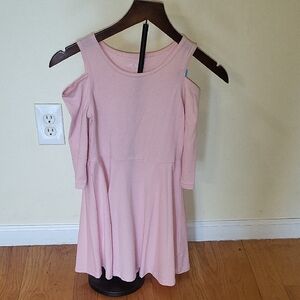 Pink Cold-Shoulder Skater Dress